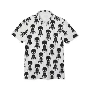 Shop – – Aliens & Astronauts Clothing Co. Alien Print Polo Shirt front view