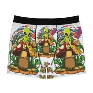 vibrant alien mushroom boxer briefs – festival men’s underwear fun alien mushroom boxer briefs – quirky loungewear for men