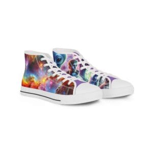 Galactic High Top Sneakers – Cosmic Space Print, Men’s Artsy Sneakers, Unique Gift for Space Lovers