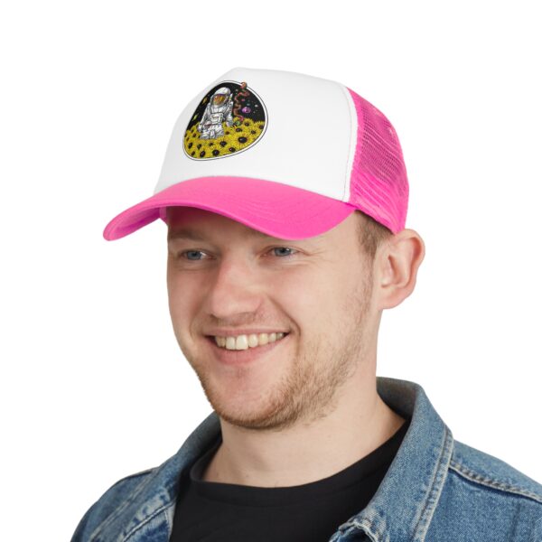 Astronaut in a Field of Flowers Mesh Cap | Space Lover Gift, Trucker Hat, Unique Accessory, Casual Wear, Adventure Cap - Image 12