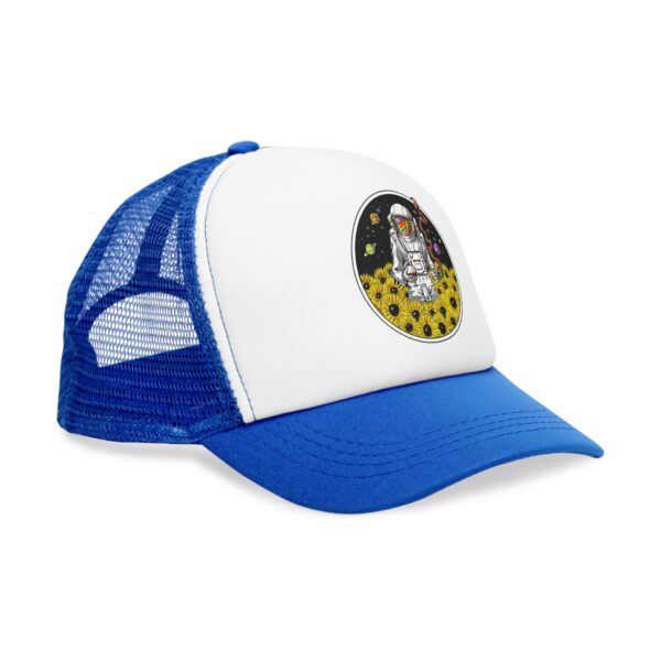 Astronaut in a Field of Flowers Mesh Cap | Space Lover Gift, Trucker Hat, Unique Accessory, Casual Wear, Adventure Cap - Image 6