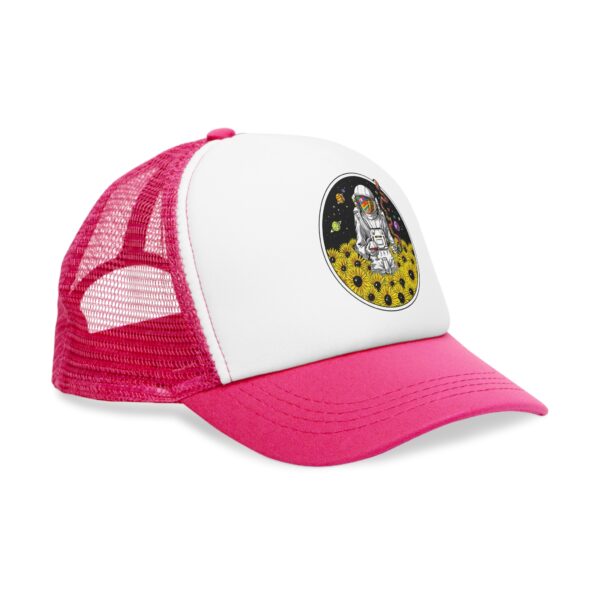 Astronaut in a Field of Flowers Mesh Cap | Space Lover Gift, Trucker Hat, Unique Accessory, Casual Wear, Adventure Cap - Image 10