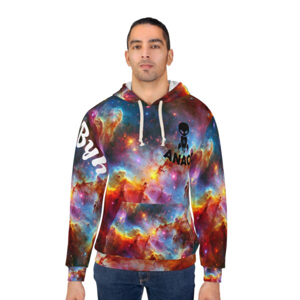 Cosmic Galaxy Unisex Pullover Hoodie, Space Print Sweatshirt, Trendy Outerwear, Unique Gift for Sci-Fi Lovers, Galaxy Themed Apparel - Image 4