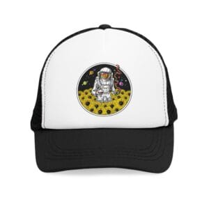 Astronaut in a Field of Flowers Mesh Cap | Space Lover Gift, Trucker Hat, Unique Accessory, Casual Wear, Adventure Cap