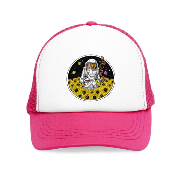 Astronaut in a Field of Flowers Mesh Cap | Space Lover Gift, Trucker Hat, Unique Accessory, Casual Wear, Adventure Cap - Image 9