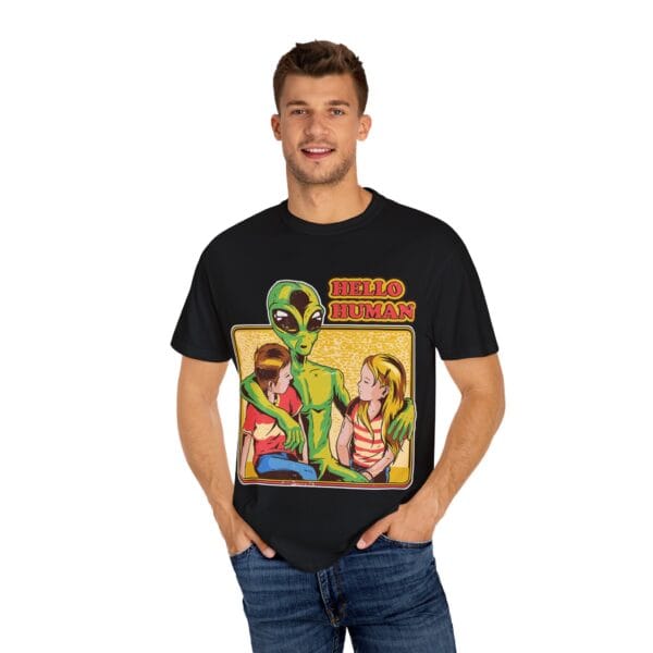 Alien Embrace T-Shirt, Fun Graphic Tee, Unisex Casual Wear, Gift for Sci-Fi Fans, Home Party Outfit, Hello Human Design - Image 32
