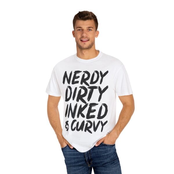 Nerdy & Curvy T-Shirt | Unisex Garment-Dyed Tee, Casual Wear, Gift for Nerds, Inclusive Fashion, Everyday Comfy Style - Image 4