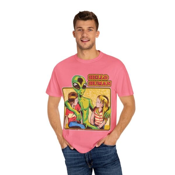 Alien Embrace T-Shirt, Fun Graphic Tee, Unisex Casual Wear, Gift for Sci-Fi Fans, Home Party Outfit, Hello Human Design - Image 36