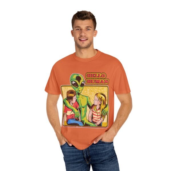 Alien Embrace T-Shirt, Fun Graphic Tee, Unisex Casual Wear, Gift for Sci-Fi Fans, Home Party Outfit, Hello Human Design - Image 12