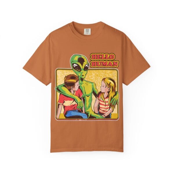 Alien Embrace T-Shirt, Fun Graphic Tee, Unisex Casual Wear, Gift for Sci-Fi Fans, Home Party Outfit, Hello Human Design - Image 13