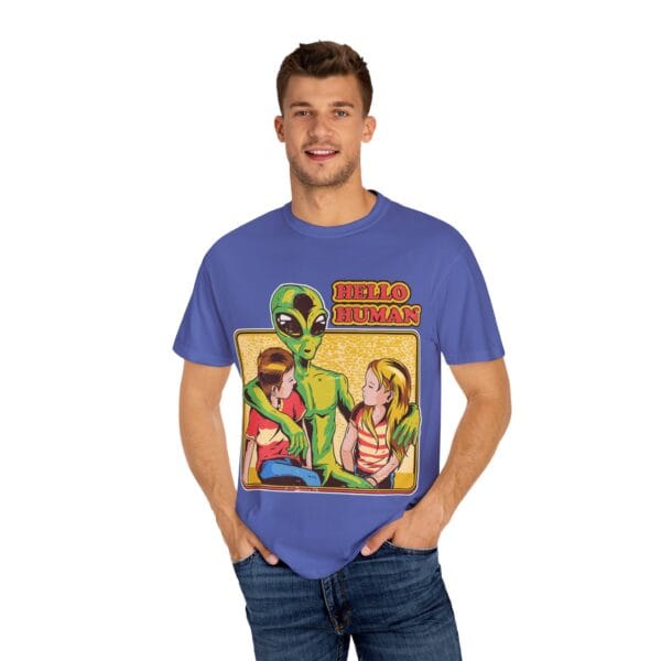 Alien Embrace T-Shirt, Fun Graphic Tee, Unisex Casual Wear, Gift for Sci-Fi Fans, Home Party Outfit, Hello Human Design - Image 24