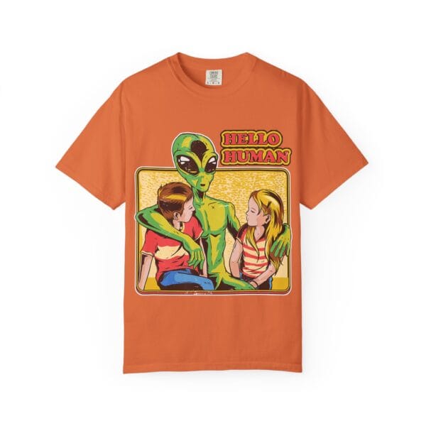 Alien Embrace T-Shirt, Fun Graphic Tee, Unisex Casual Wear, Gift for Sci-Fi Fans, Home Party Outfit, Hello Human Design - Image 9