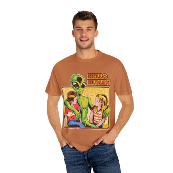 Alien Embrace T-Shirt, Fun Graphic Tee, Unisex Casual Wear, Gift for Sci-Fi Fans, Home Party Outfit, Hello Human Design - Image 16