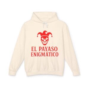 Enigmatic Clown Hoodie – Unisex Lightweight Sweatshirt for Festivals, Costumes, Halloween, Parties, and Unique Gifts