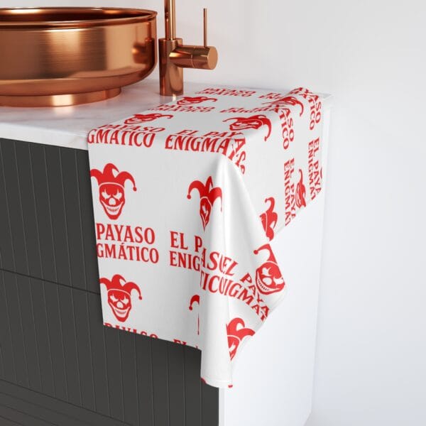 Fun Clown Hand Towel, Quirky Kitchen Decor, Gift for Circus Lovers, Unique Bath Towel, Playful Home Accessory, El Payaso Enigmatico - Image 4