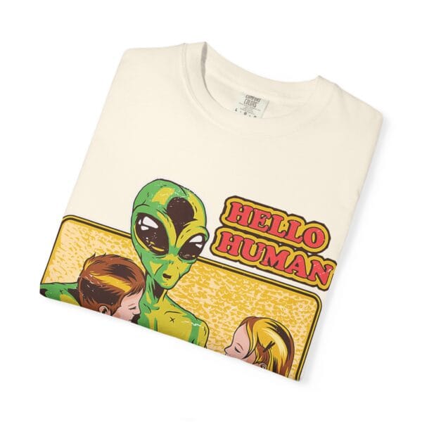Alien Embrace T-Shirt, Fun Graphic Tee, Unisex Casual Wear, Gift for Sci-Fi Fans, Home Party Outfit, Hello Human Design - Image 7